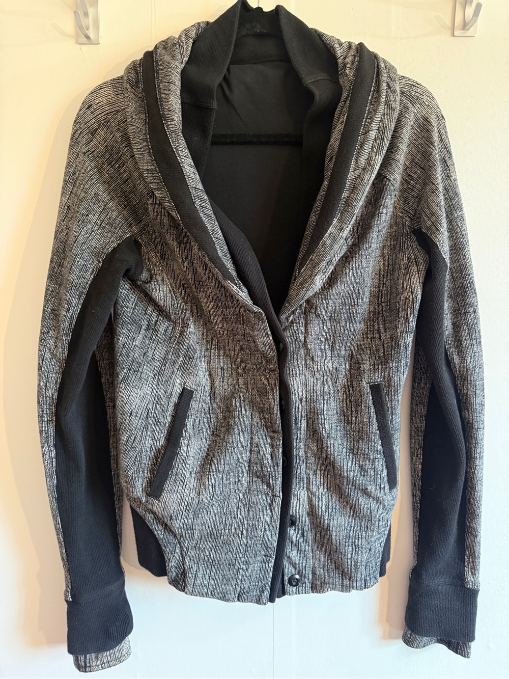 Lululemon That’s A Wrap Jacket Size 6 Heathered Snow Slub Coal Grey Black